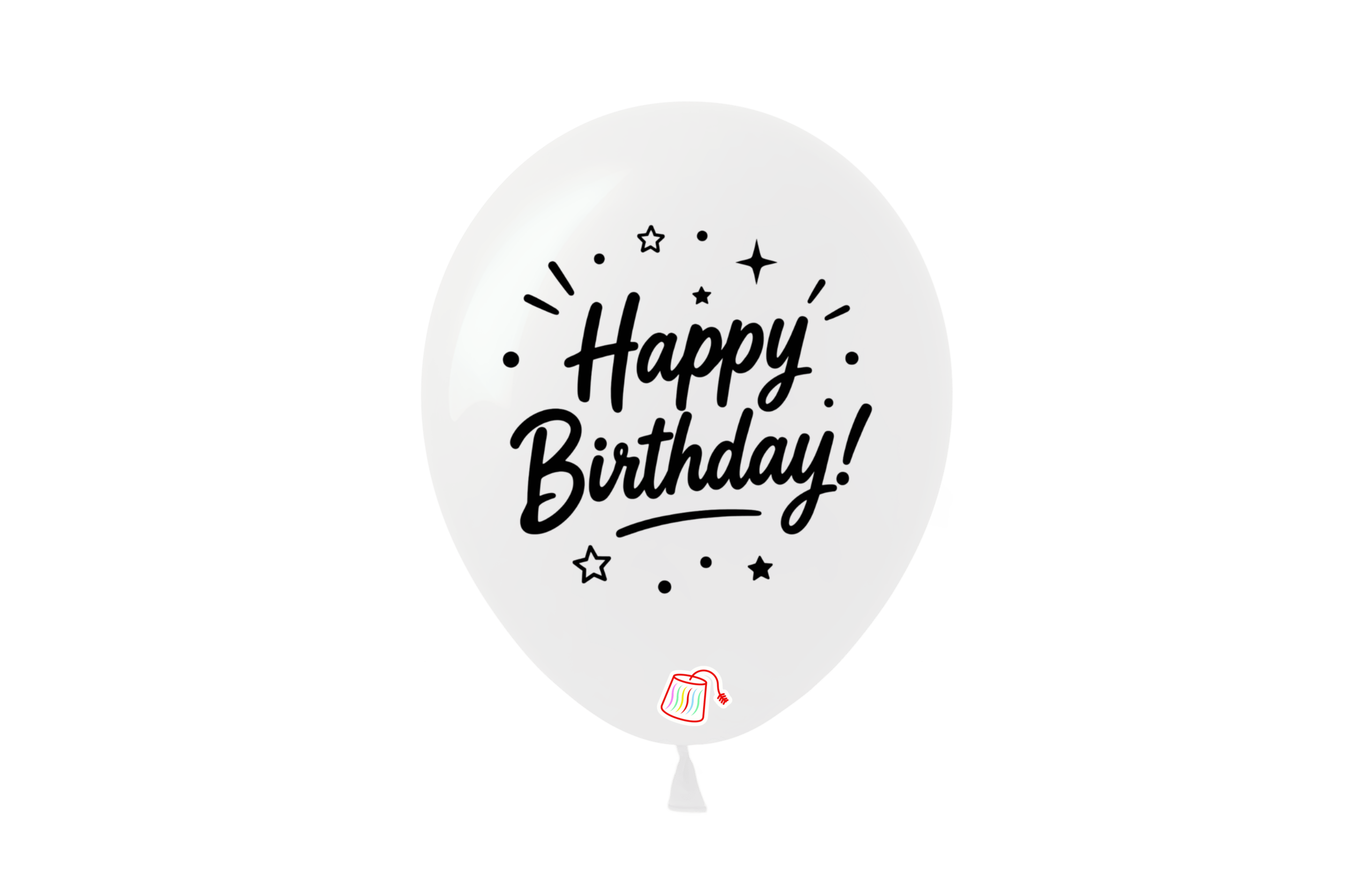 12" #170 WHITE BDAY PRINTED - 50PCS/BAG