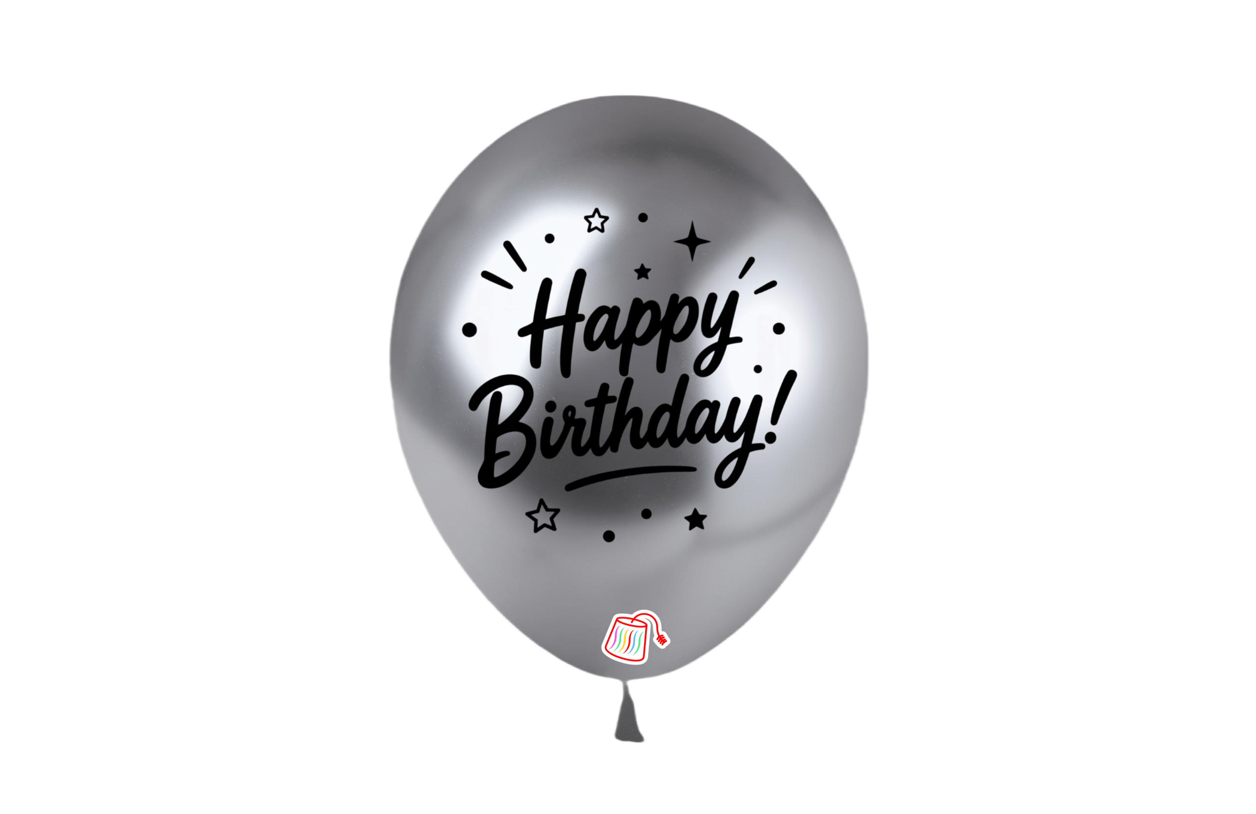 12" #801 PLATINUM SILVER BDAY PRINTED - 50PCS/BAG