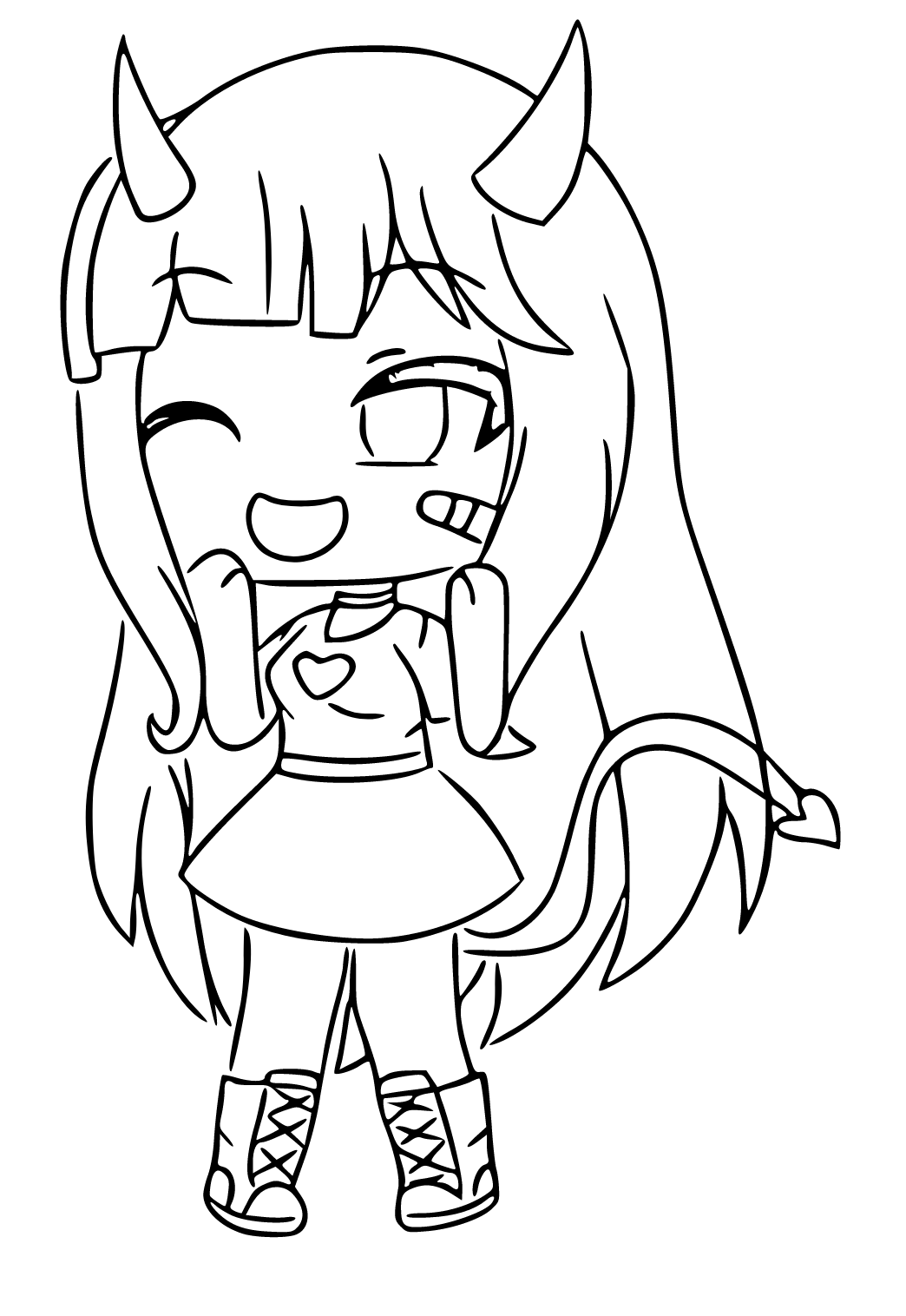 free printable gacha life heart coloring page sheet and picture for adults and kids girls and boys babeled com