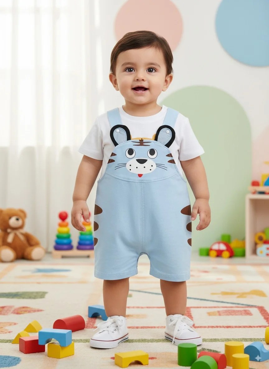 Soft Skyblue Cotton Romper (2 Piece)
