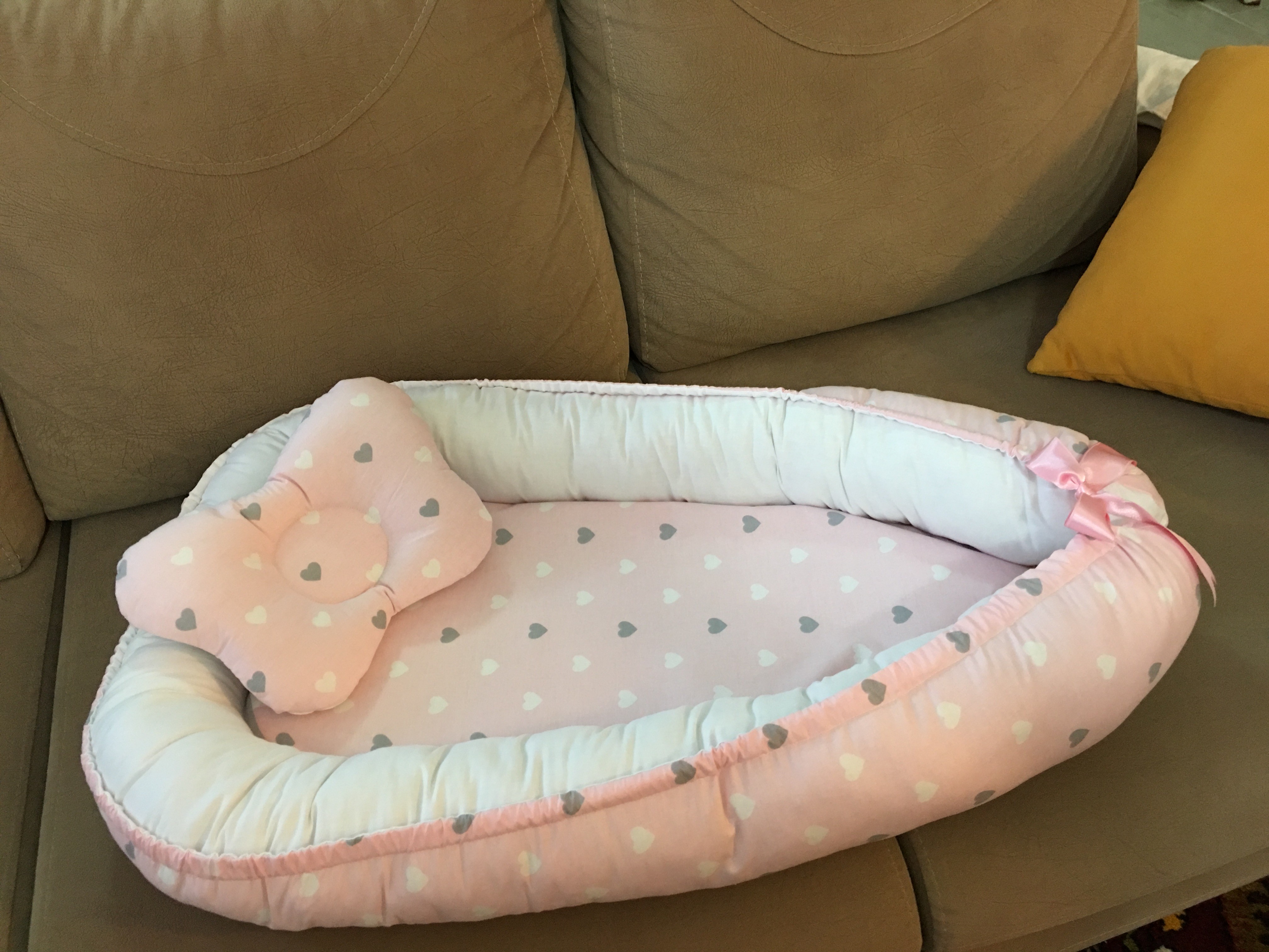 Handmade Doublesided Pink Organic Baby Nest Bed Baby