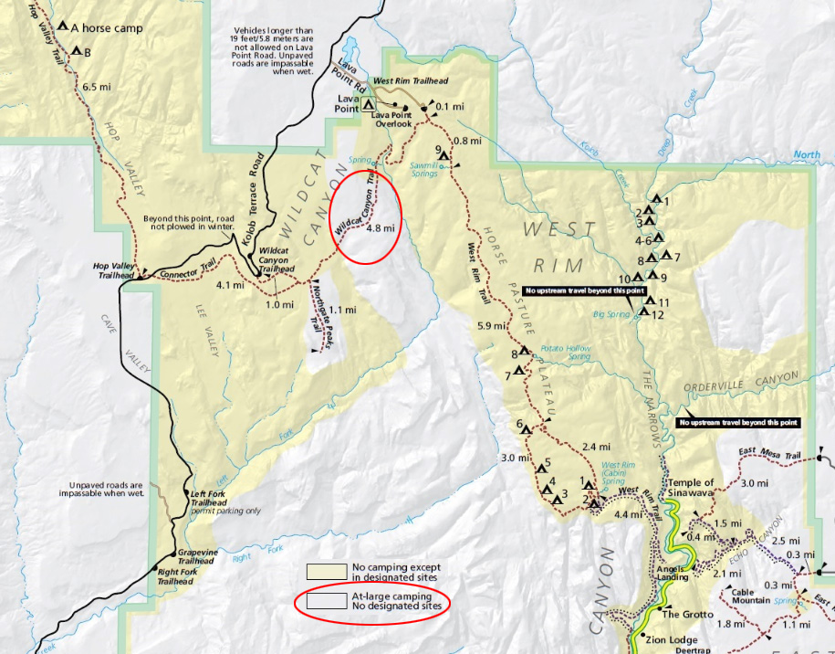 Backpacking Zion S West Rim Trail WestRimMap 