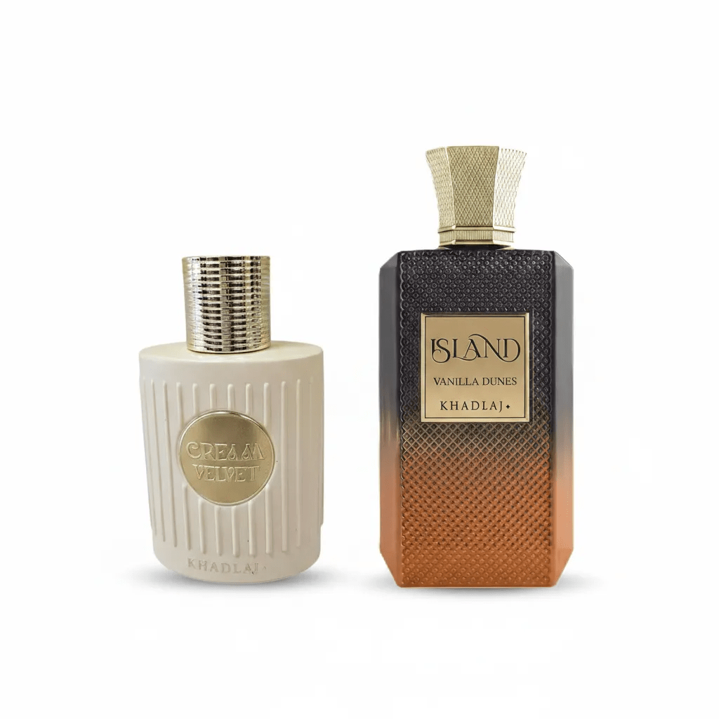 Cream Velvet and Island Vanilla Dunes by Khadlaj Extrait De Parfum 3.4 oz Bundle
