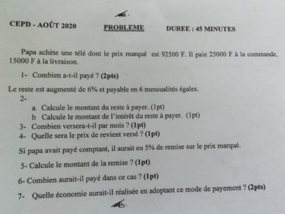 Togo / CEPD 2020 : polémique autour de l’épreuve de Problème sur les réseaux sociaux