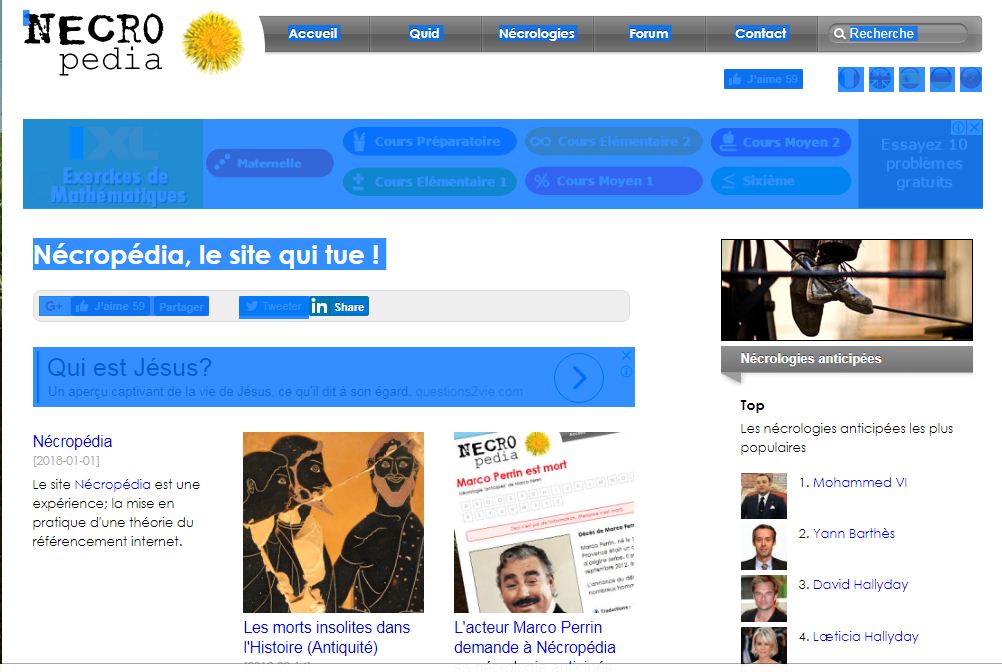 Necropedia, ‘‘le site qui vous tue’’