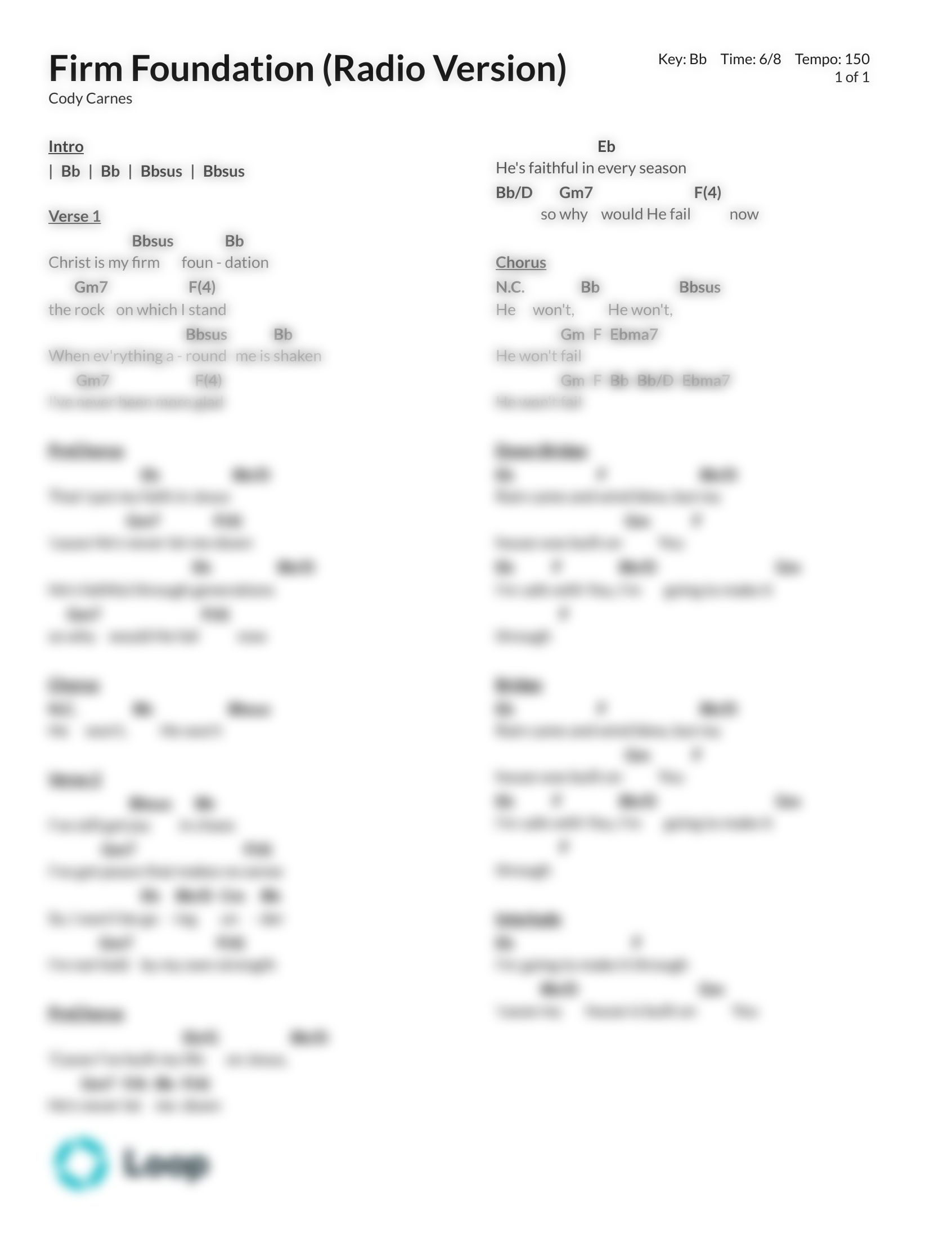 Firm Foundation Radio Version Chord Chart Pdf Download Loop Community