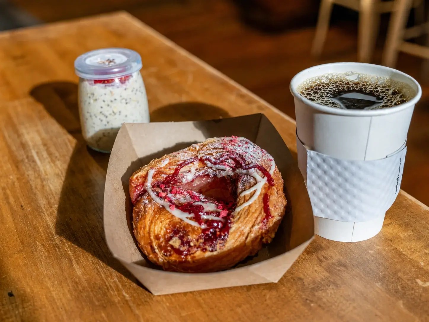 Coffee and a pastry at a Coeur d’Alene cafe