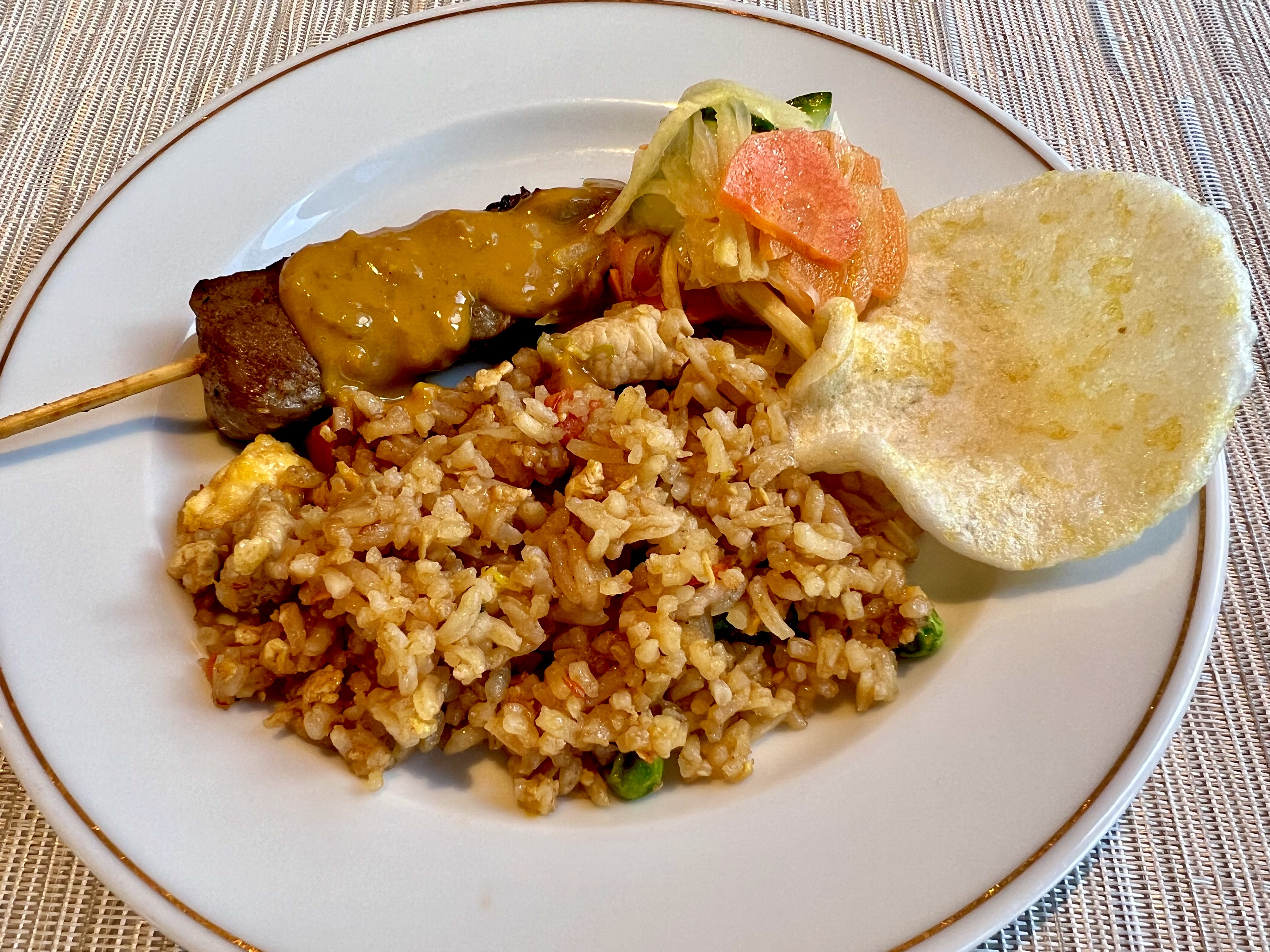 Indonesian rice and beef satay