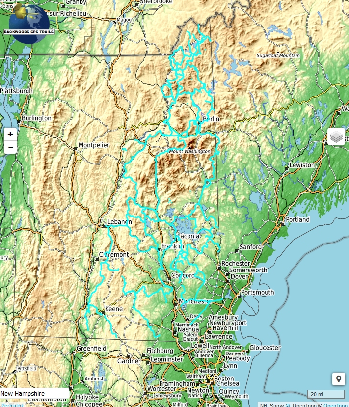 New Hampshire Snowmobile Trail Map NH Snow 1 
