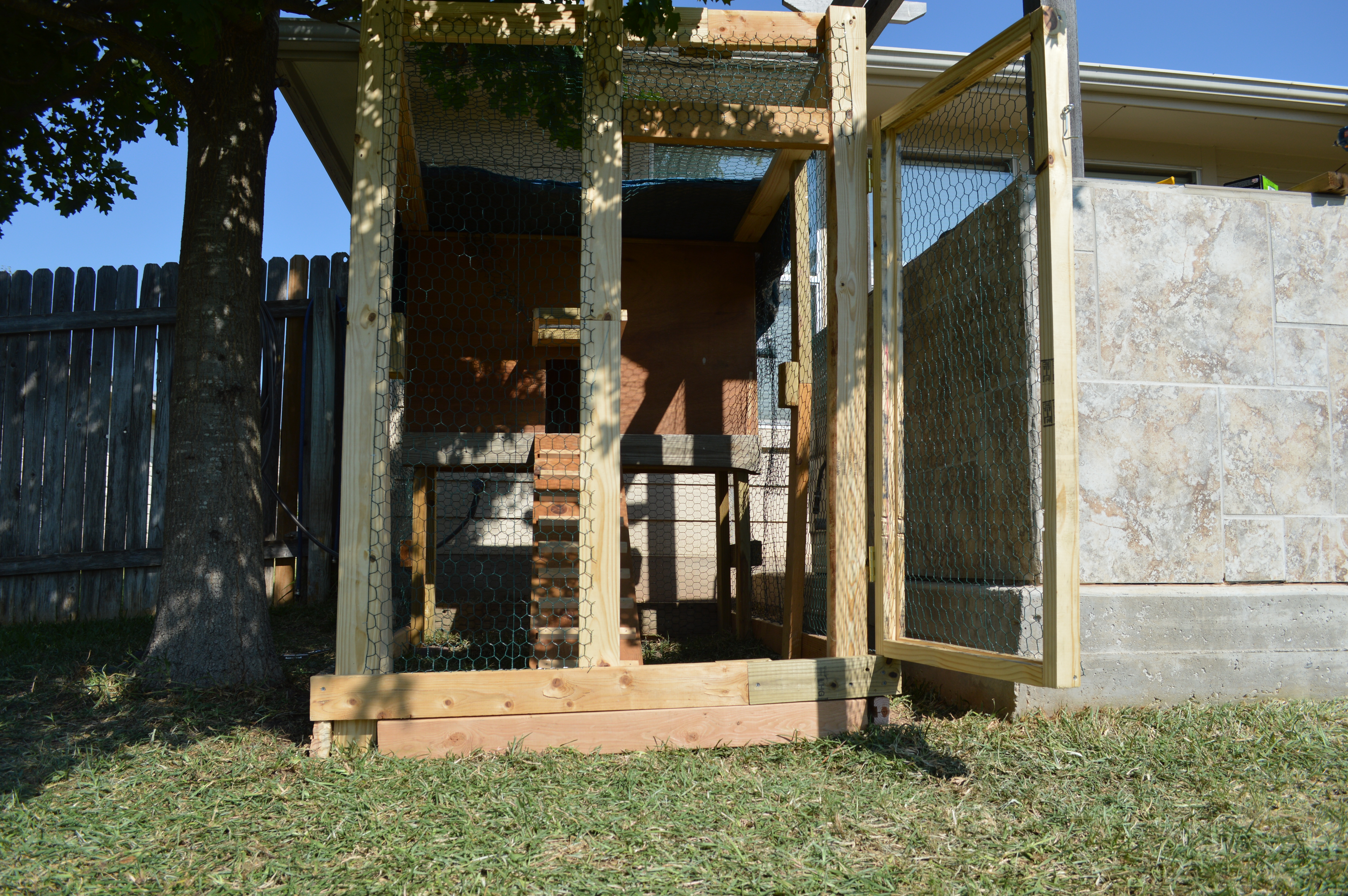 This is my old coop in Texas. Much smaller and simpler, as it only housed two chickens.