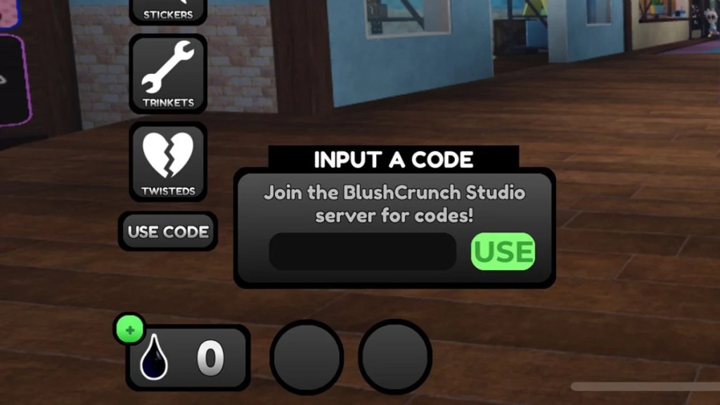 Roblox Dandy's World code redemption menu showing the input box and use button.