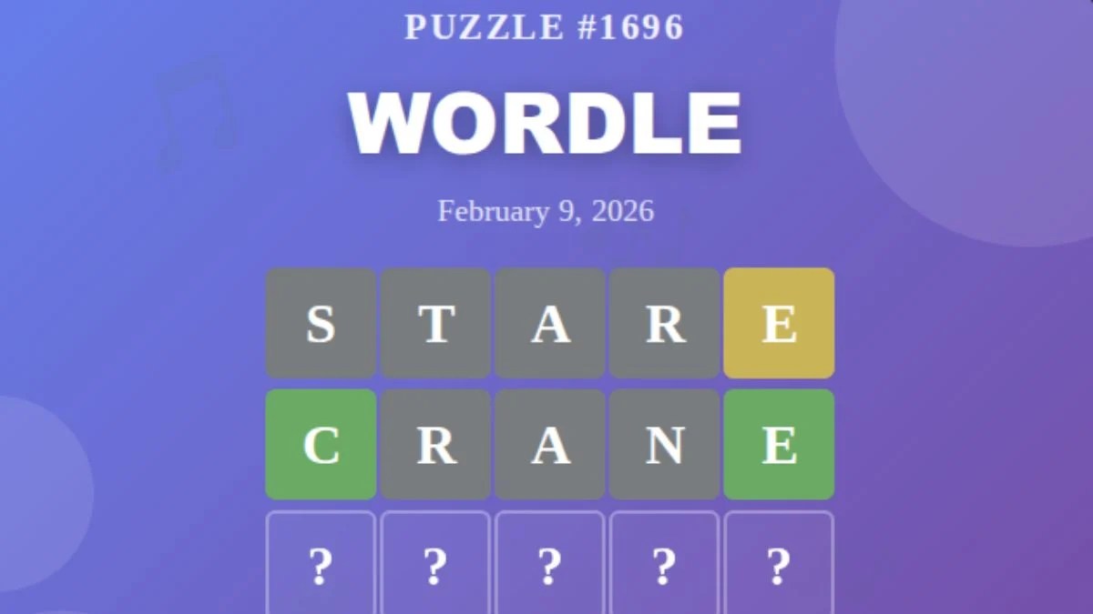Wordle 1696 Answer for February 9, 2026 – Hints & Solution Guide
