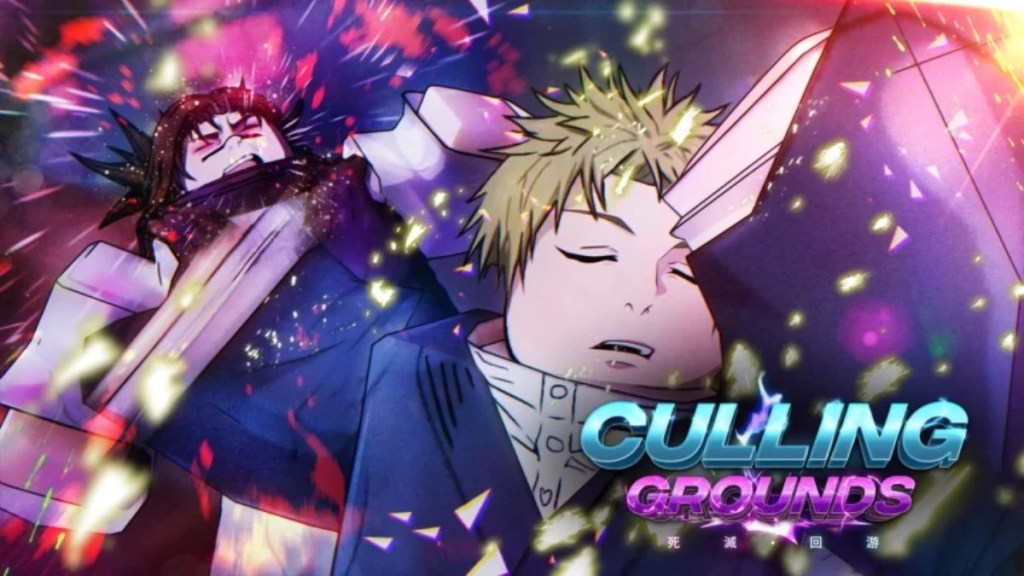 Culling Grounds Roblox promotional art featuring Jujutsu Kaisen inspired characters.