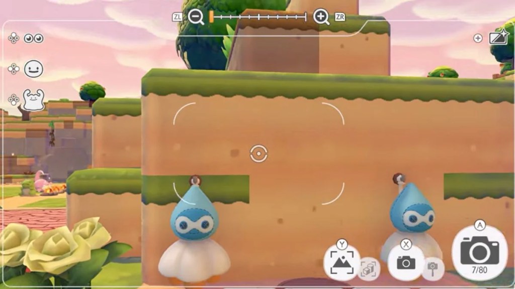 Using the in-game camera in Reference Photo Mode to photograph furniture for the 3D Printer in Pokémon Pokopia.