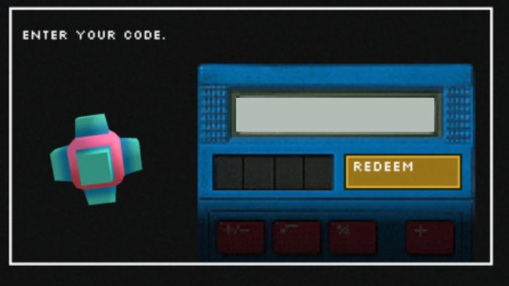 The code redemption menu in Roblox Clean Crew featuring an "Enter Your Code" text window and a blue device with a golden redeem button.