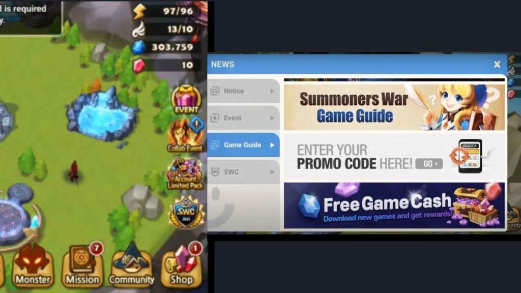 summoners war codes android code redemption interface