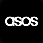 Official white and black ASOS brand logo on a dark background.