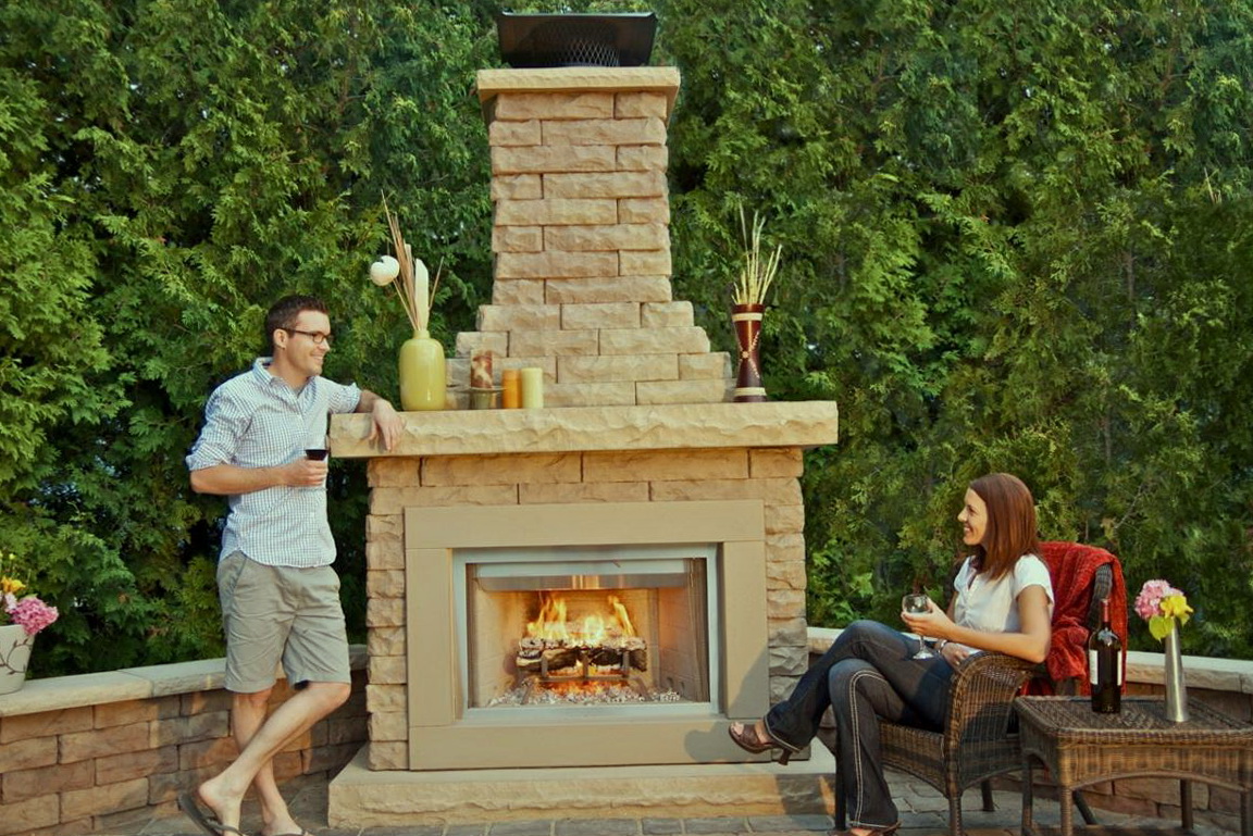 Outdoor Stone Fireplace Kitchen Kits Belgard Pavers