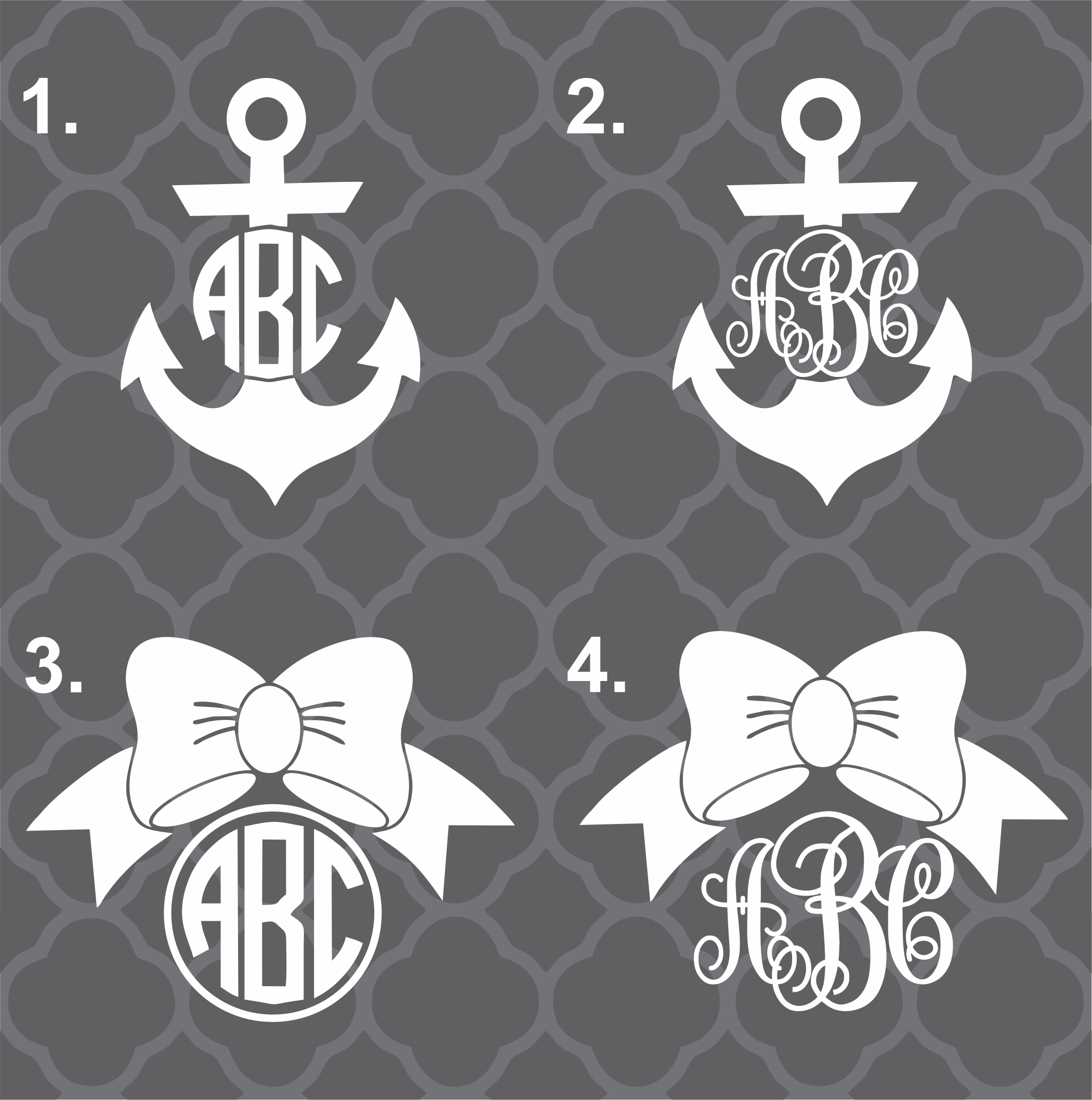 Lilly initial monogram bow decal, lilly bow decal, lilly yeti monogram decal, yeti decal for woman, bridal gift, monogram decal, car decal. Bow And Anchor Monogram Decals Bad Bass Designs