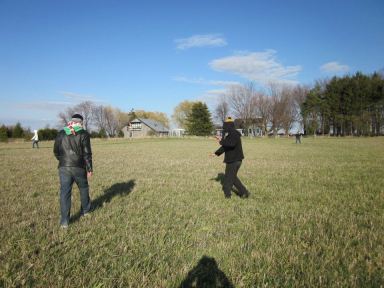blindfolded in the field
