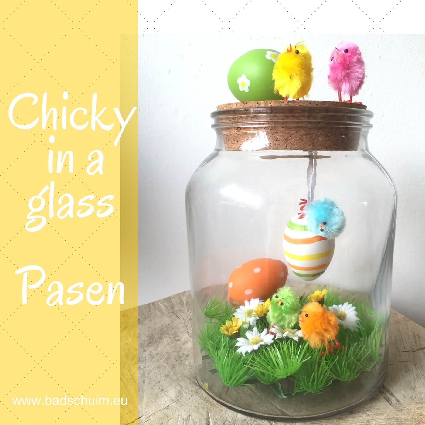 Zoek je nog een leuke en originele manier om je paasversiering in huis te laten zien? Maak dan deze easter chicky ( paas kuikentjes) in a glass! Snel gemaakt en super gezellig!