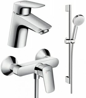 Set baterii 3in1 Hansgrohe Logis NEW cu baterie de lavoar