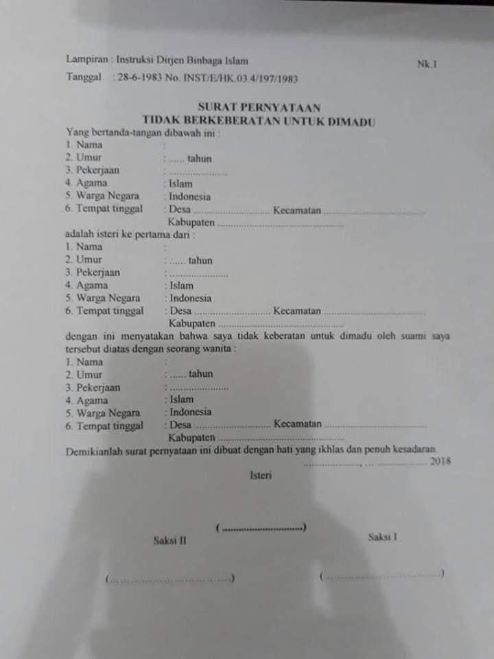 Contoh Surat Izin Menikah Lagi Contoh Surat 