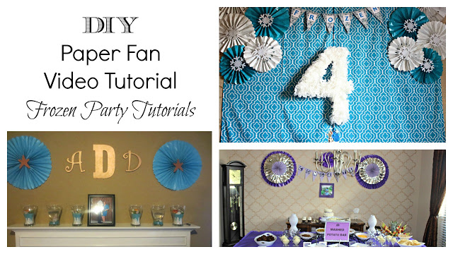 DIY Paper Fan Tutorial (Frozen Party Backdrop) - Paper fans are a lovely party decor! Check out how easy you can make several of these for your own party!