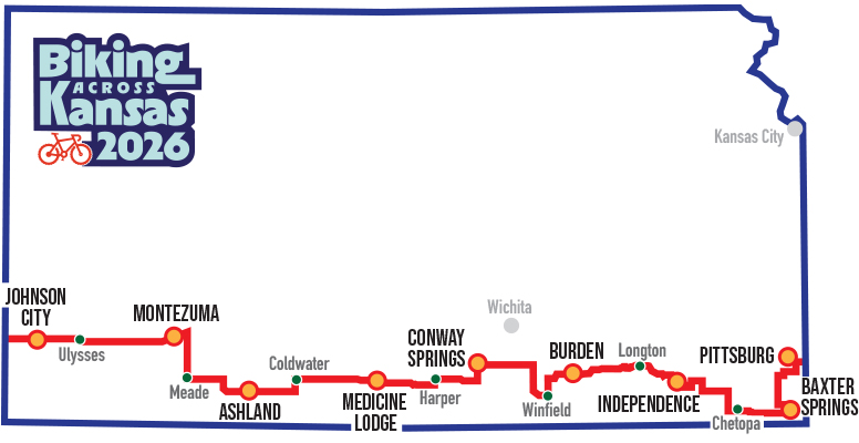 Biking Across Kansas BAK Annual Cross State Bicycle Tour Of Kansas Mapline2026 