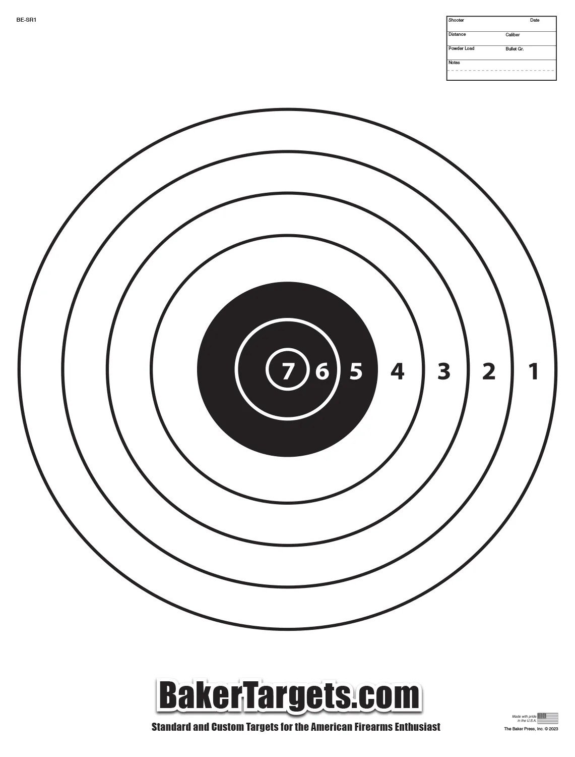 SR1 Bulls Eye Target - Close-Out Sale - $0.35 each - Baker Targets