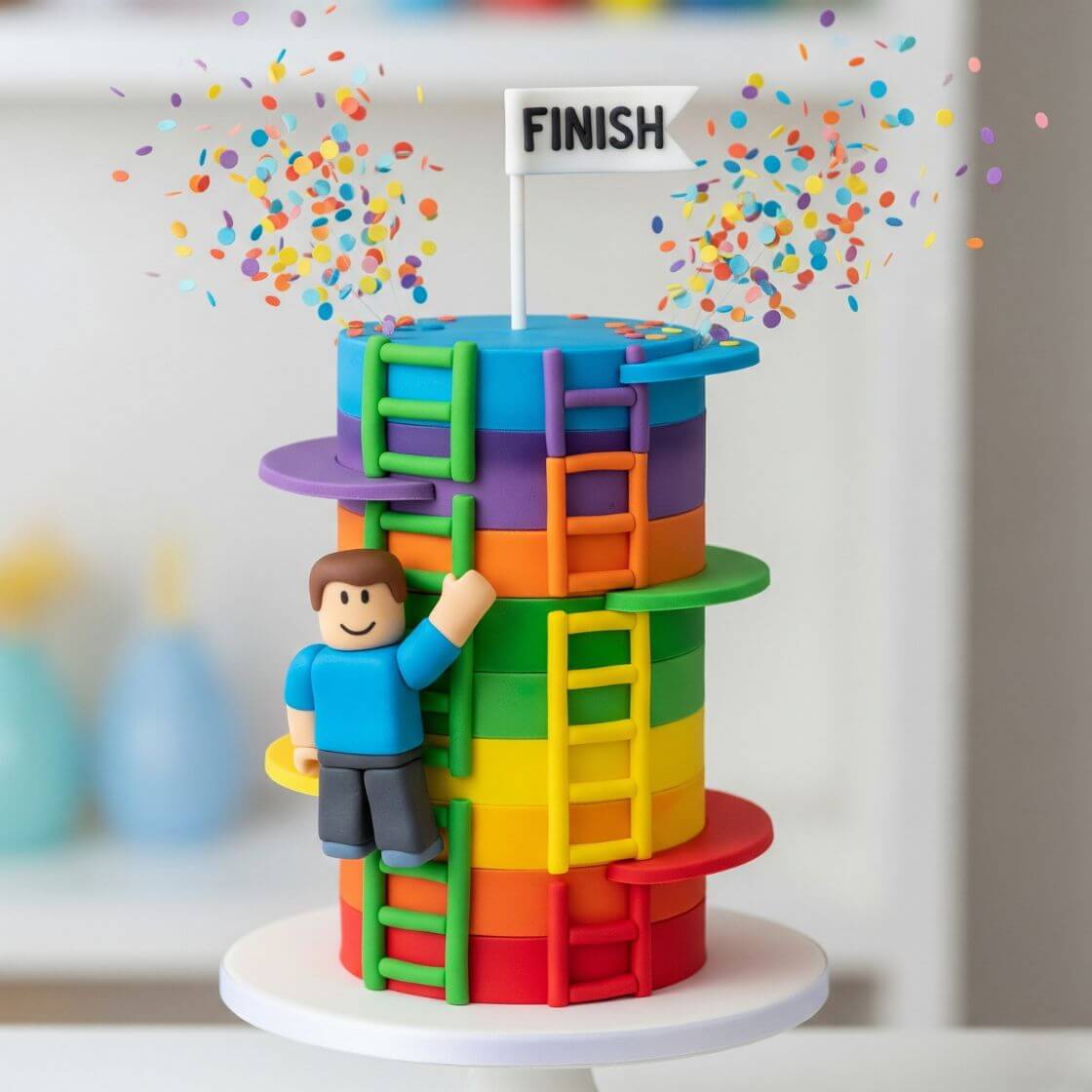 10 Amazing Roblox Cake Design Ideas For Boys Birthday Party Roblox Obby Obstacle Course Cake 