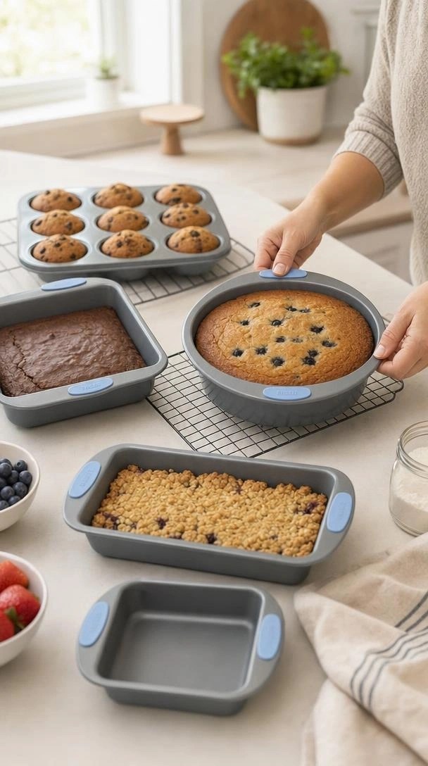 Pyrex Metal Bakeware Set Being Tested In A Home Kitchen Environment