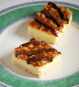 Homemade Girl Scout Cookies: Samoas Cheesecake Bars