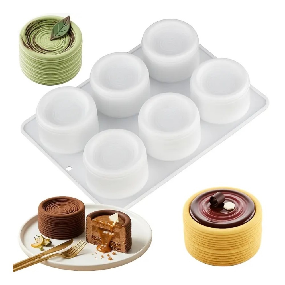 Kerek réteges szilikon mousse forma, 6 részes