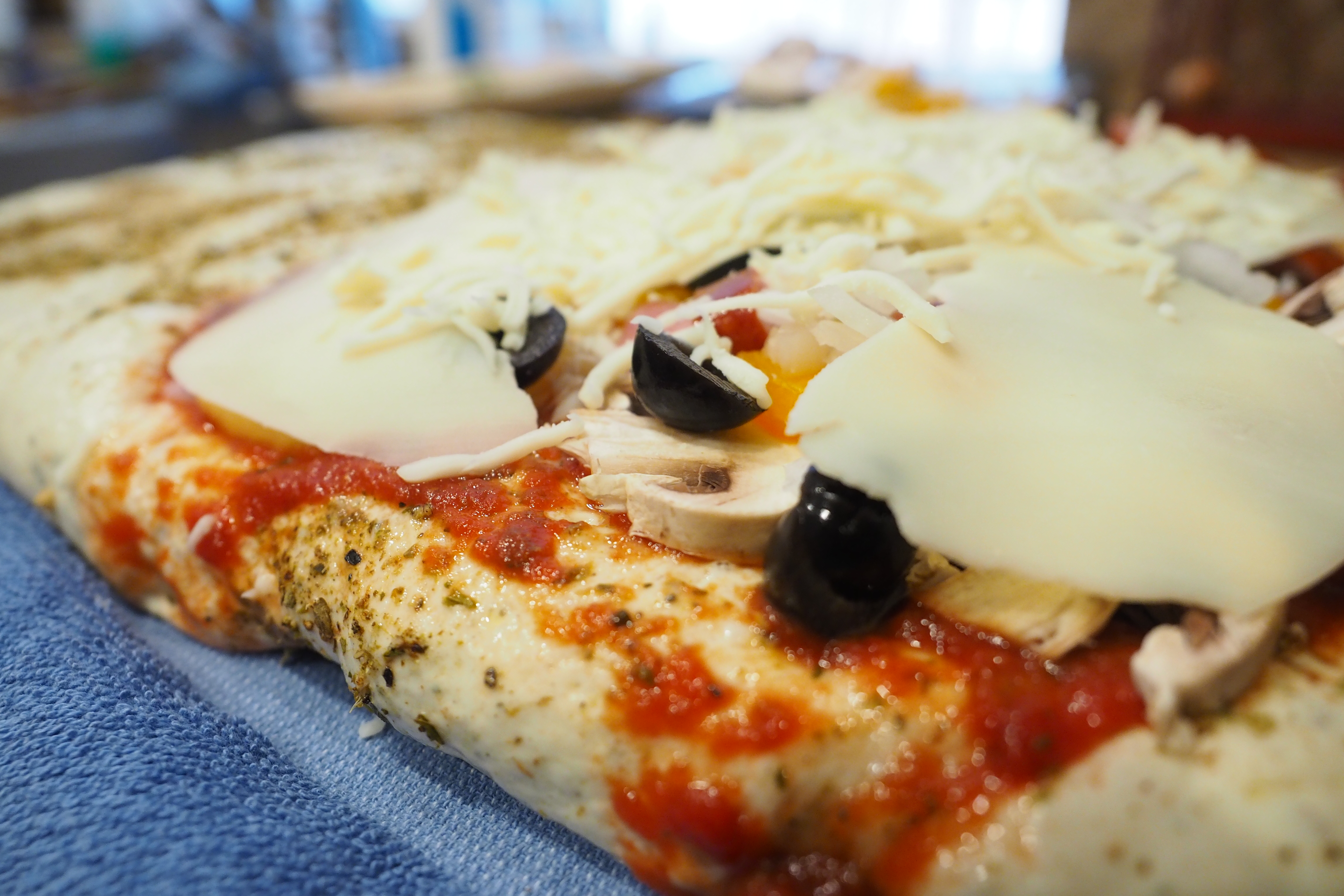 Pizza topping for focaccia before baking