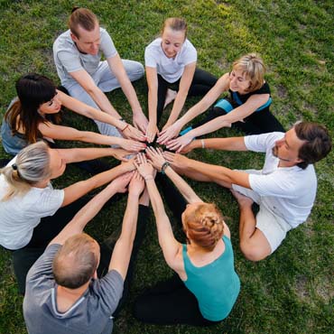 A team of people bonding