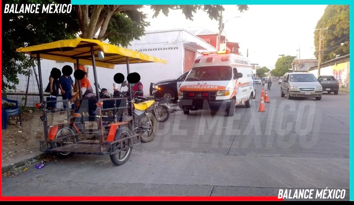 Motociclista resulta herido tras chocar contra un mototriciclo en Tapachula