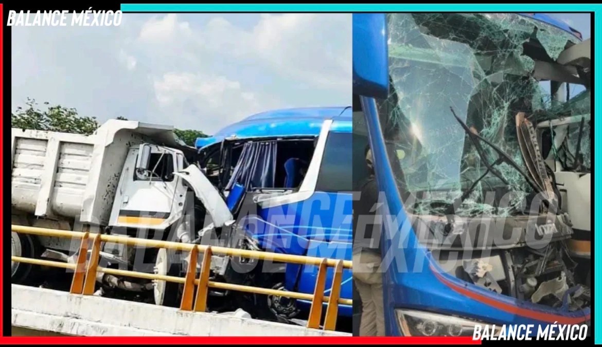 Choque entre volteo y autobús AEXA deja un muerto y 11 lesionados en Mapastepec