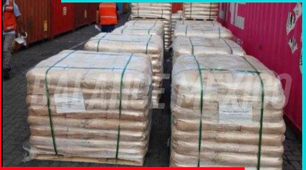 Detectan cargamento de 54 toneladas de dextrosa y lo inmovilizan en Manzanillo, Colima 
