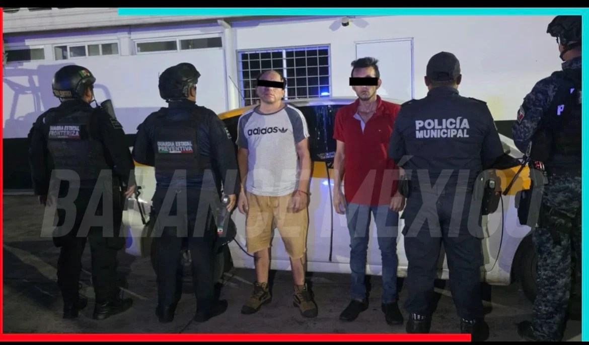 Detienen a dos presuntos integrantes de “Los Cuatetes” con sustancias ilícitas y un taxi en Tapachula