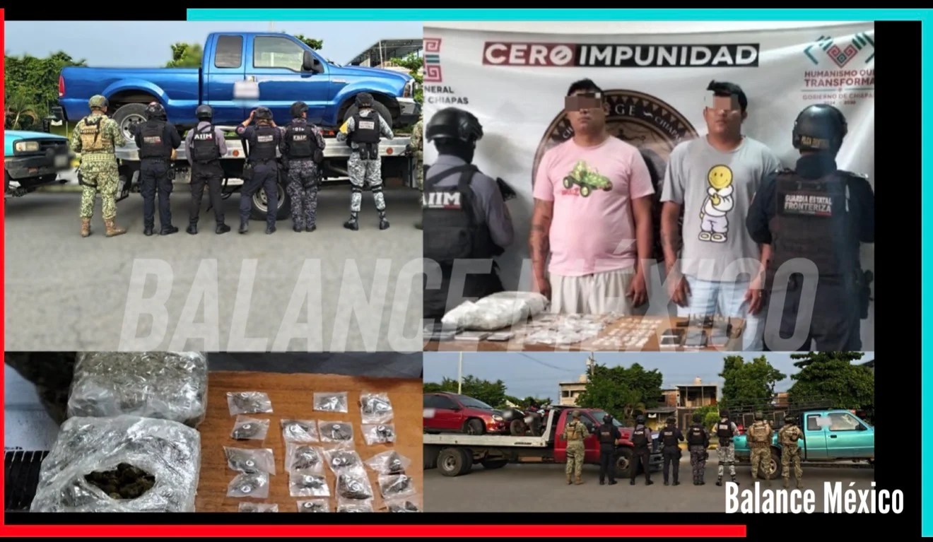  Cateo en colonia Calcáneo Beltrán, Tapachula: dos detenidos, un revólver y presunta droga asegurada