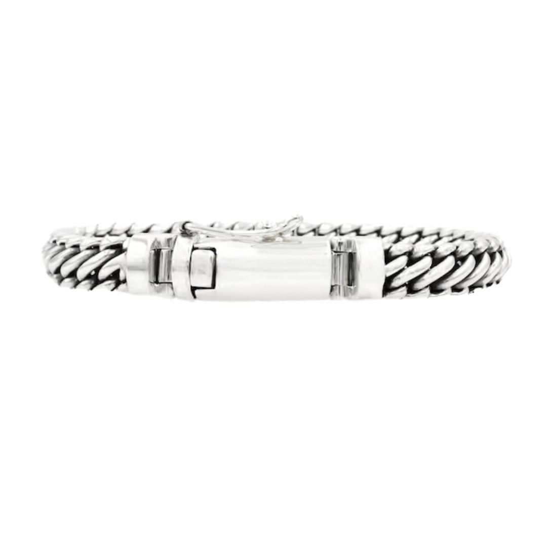 Handmade Sterling Silver Ben Oval Bracelet 8mm Wide
