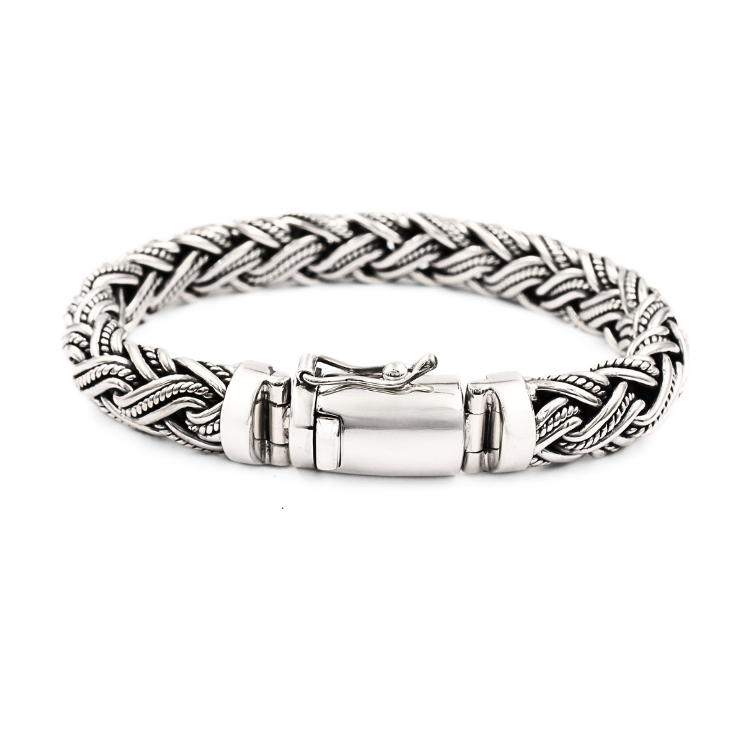 Padian Triple Taliair Bracelet 12mm Wide D-Shape in 925 Sterling Silver