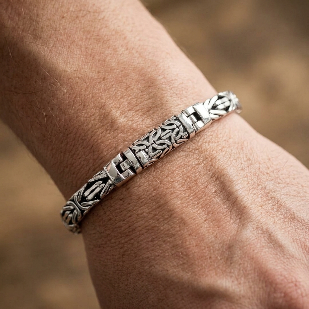 Flat Byzantine Sterling Silver Chain