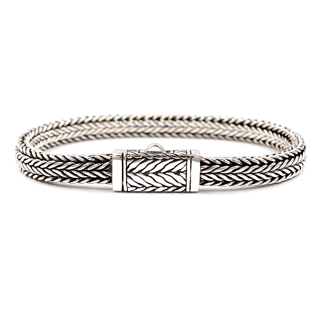 Tulang Naga Flat Silver Bracelet 925 Sterling