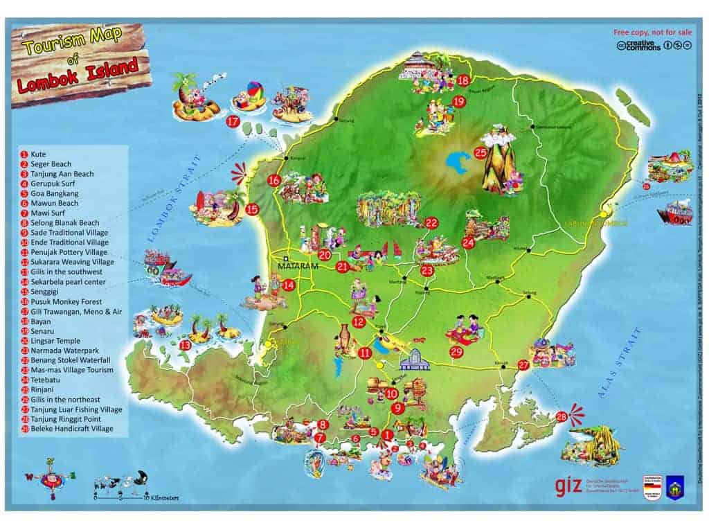 Lombok Tourist Attractions Map Umeda Infoupdate Org Tourist Map Lombok 