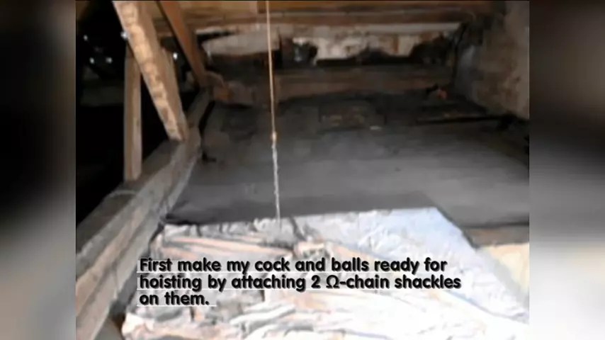 Lifting myself by cock and balls