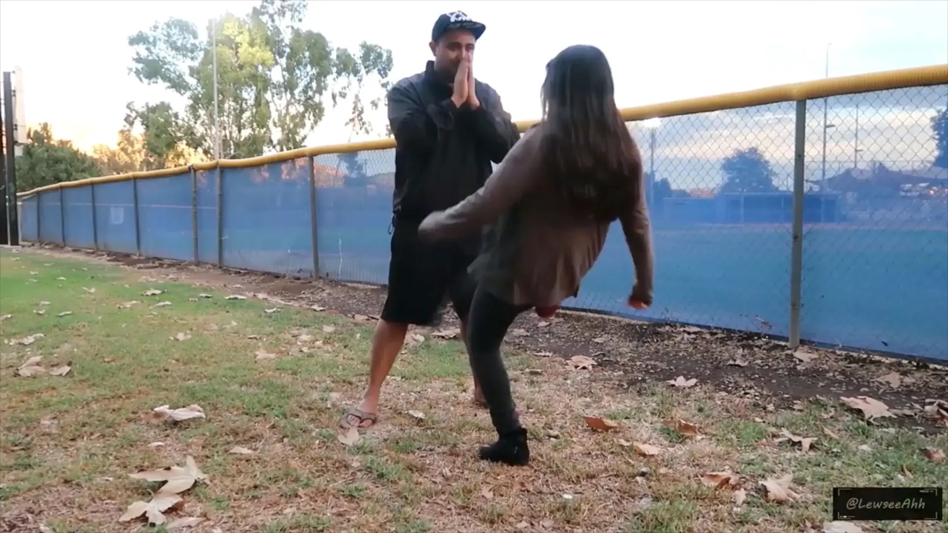 Kicking a stranger in the nuts