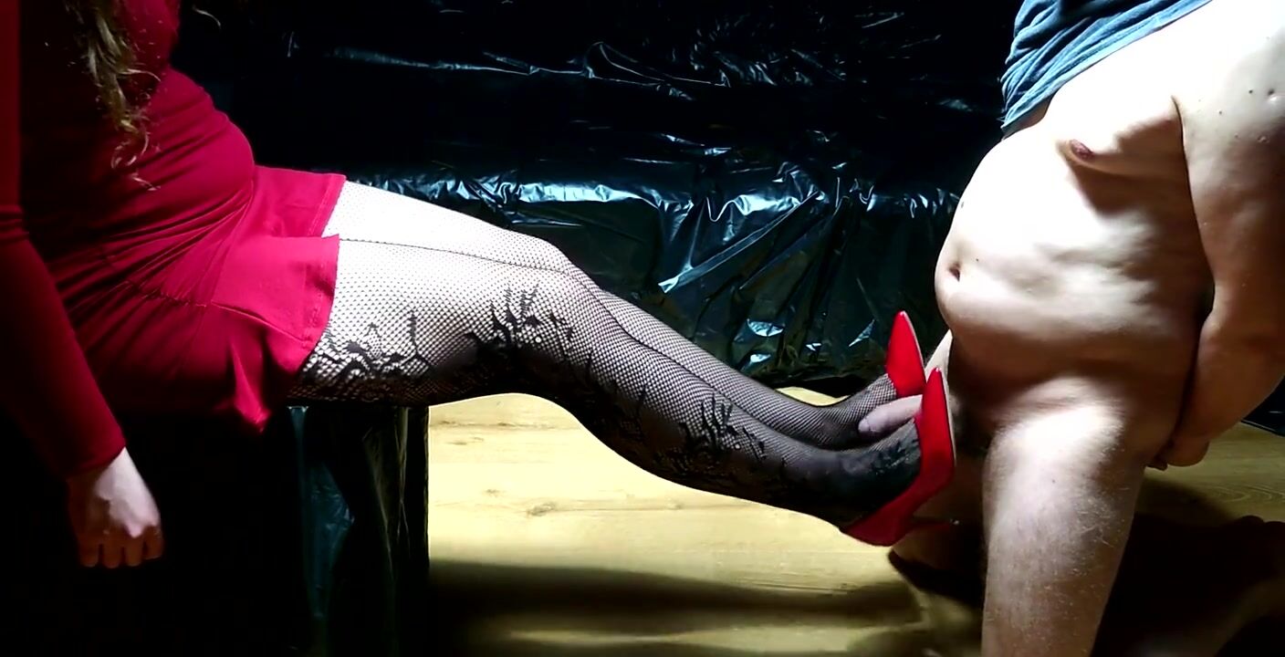 Mistress Redix - Sexy Red Dress and Red High Heels Extreme Ballbusting - ballbusting.cc