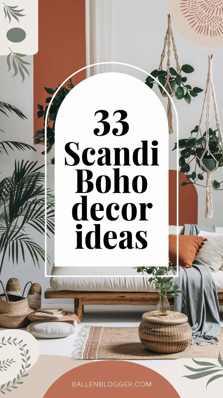 Scandi Boho decor ideas pin image